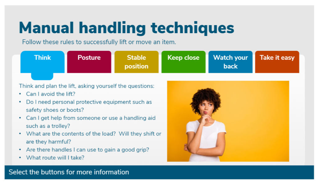 Manual handling training course - screenshot 1